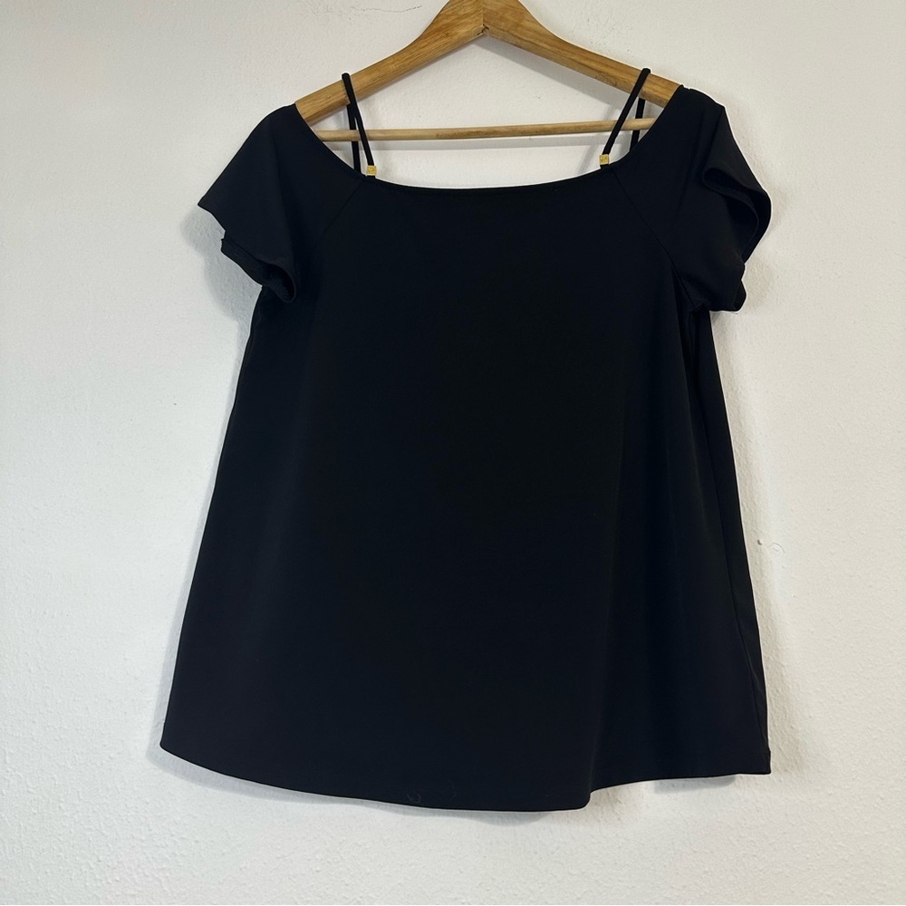 Michael Kors  Classic Black  Off-Shoulder Casual  Blouse With Gold Accents